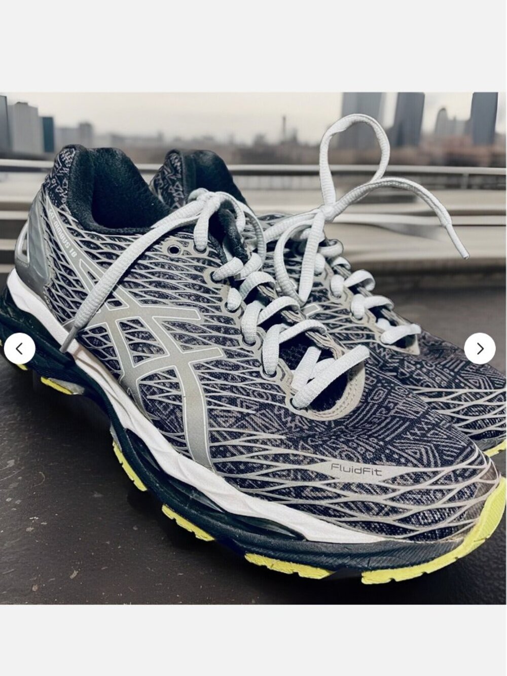 Asics Gel-Nimbus 18 Running T6EON Sneakers Grey Black Volt Sz 7.5 40.5 9 womens